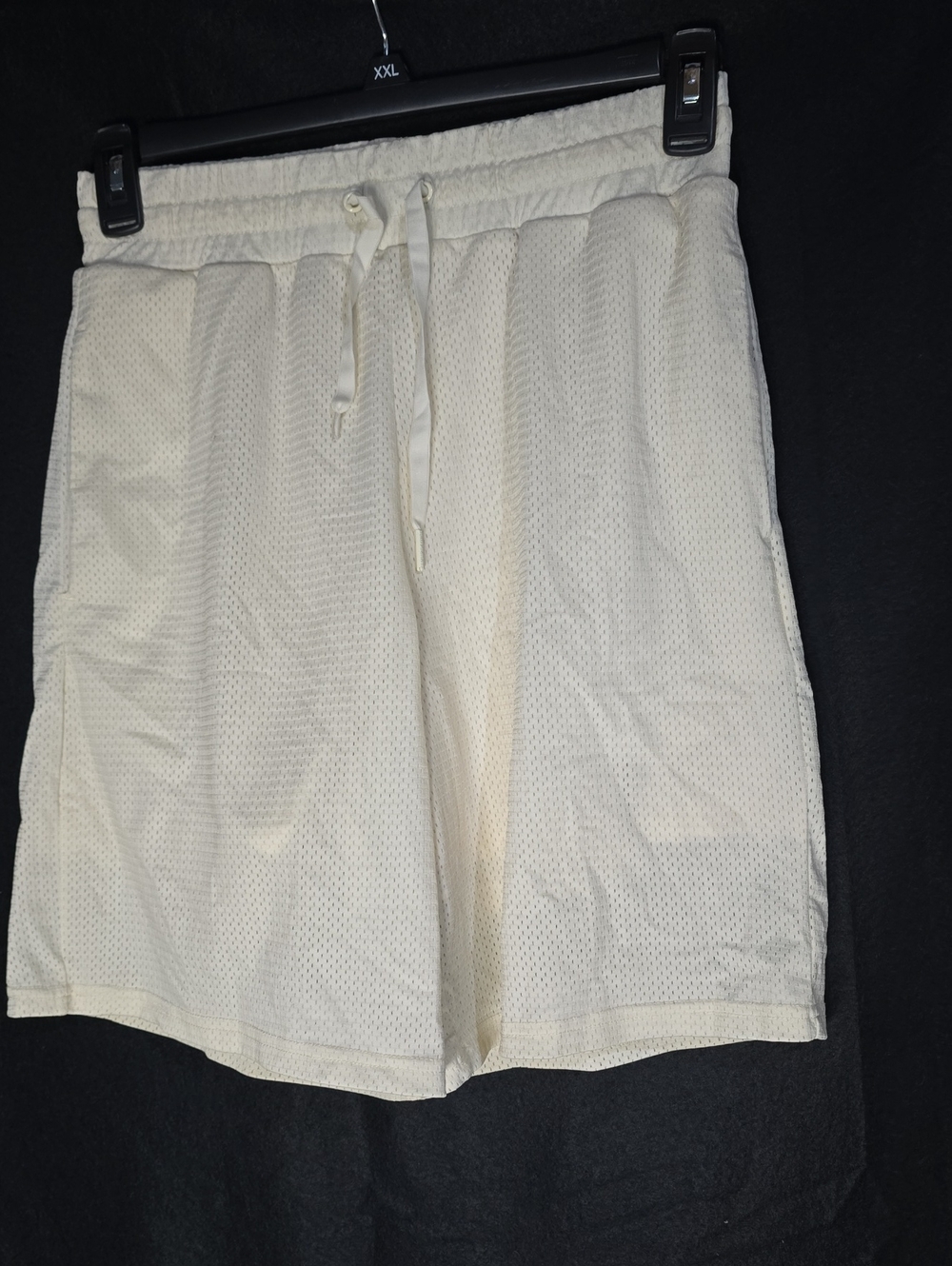 BuffBunny Off-White Mesh Athletic Shorts with Drawstring